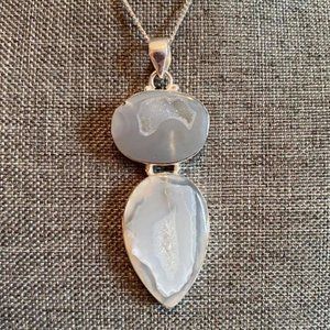 ! Gorgeous gray geode pendant, Sterling silver